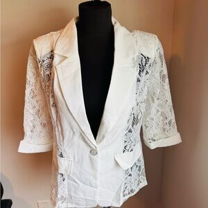 Elegant White Lace Women's Blazer